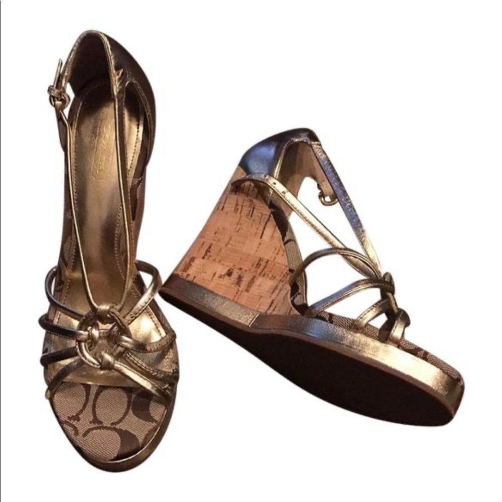 Coach gold Joslin wedges size US 7 (M, B)